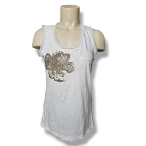 Ann Taylor beaded and sequins rough edge tank top. XS
